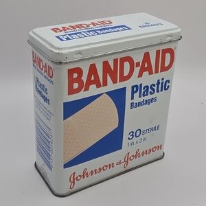 Vintage Band-Aid Plastic Bandages Metal Tin Johnson & Johnson